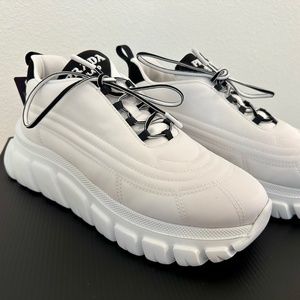 Brand New Prada Women's Rush Gabardine Re-Nylon White Sneakers Size 37 (Size 7)
